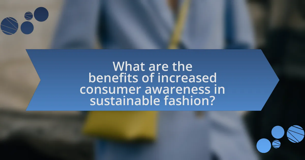 What are the benefits of increased consumer awareness in sustainable fashion?